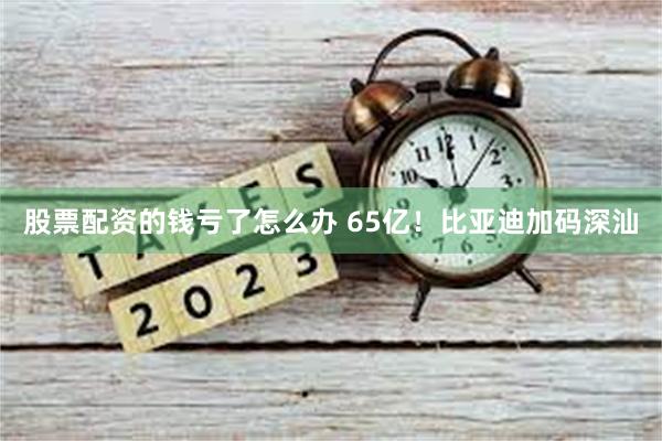 股票配资的钱亏了怎么办 65亿！比亚迪加码深汕