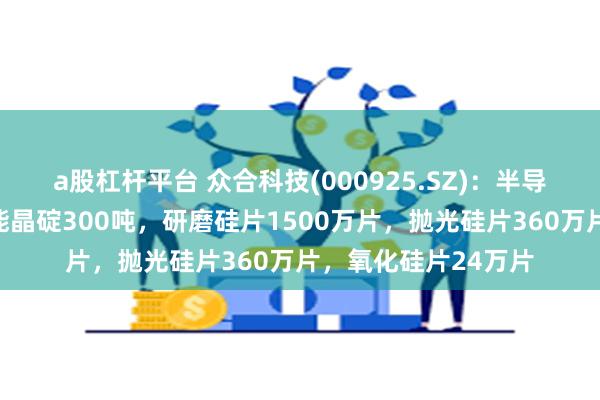 a股杠杆平台 众合科技(000925.SZ)：半导体材料业务现有产能晶碇300吨，研磨硅片1500万片，抛光硅片360万片，氧化硅片24万片