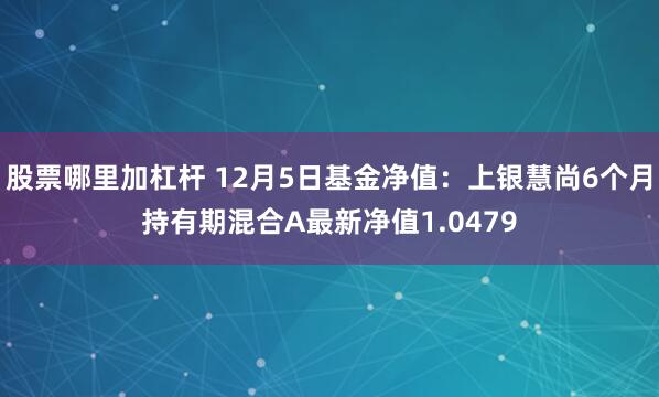 股票哪里加杠杆 12月5日基金净值：上银慧尚6个月持有期混合A最新净值1.0479