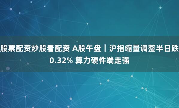 股票配资炒股看配资 A股午盘｜沪指缩量调整半日跌0.32% 算力硬件端走强