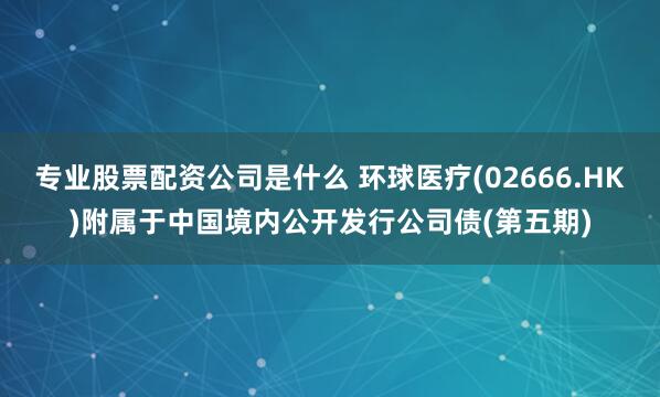 专业股票配资公司是什么 环球医疗(02666.HK)附属于中国境内公开发行公司债(第五期)